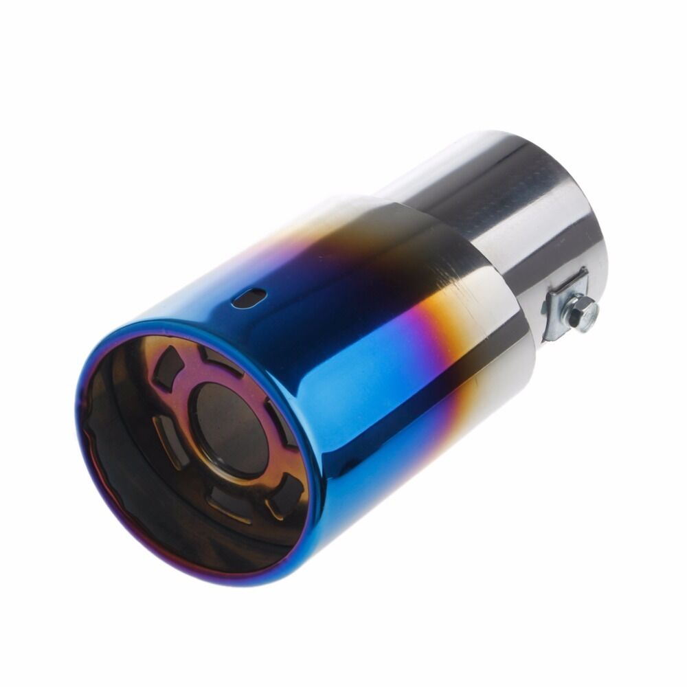 1x Universal Stainless Steel Car Rear Round Exhaust Pipe Tail Throat Muffler Tip