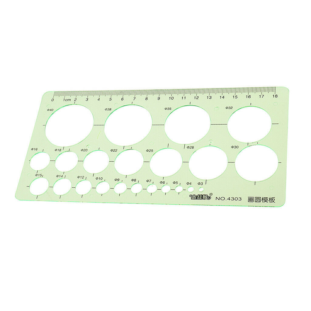 Plastic Circles Template Drawing Ruler Stencil Students Exam Measuring Tools