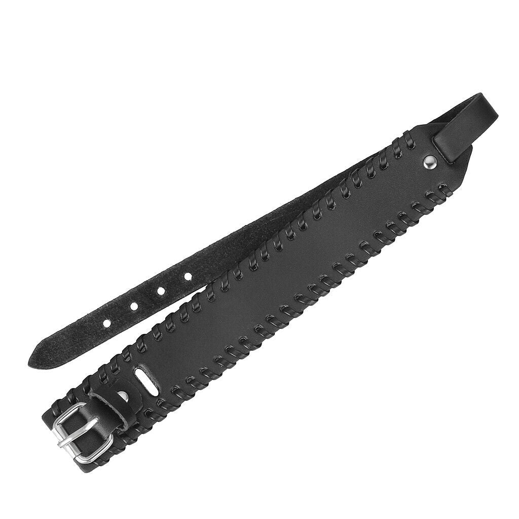 Unisex Punk Braided Rope Alloy Leather Bracelet Bangle Wristband  Black