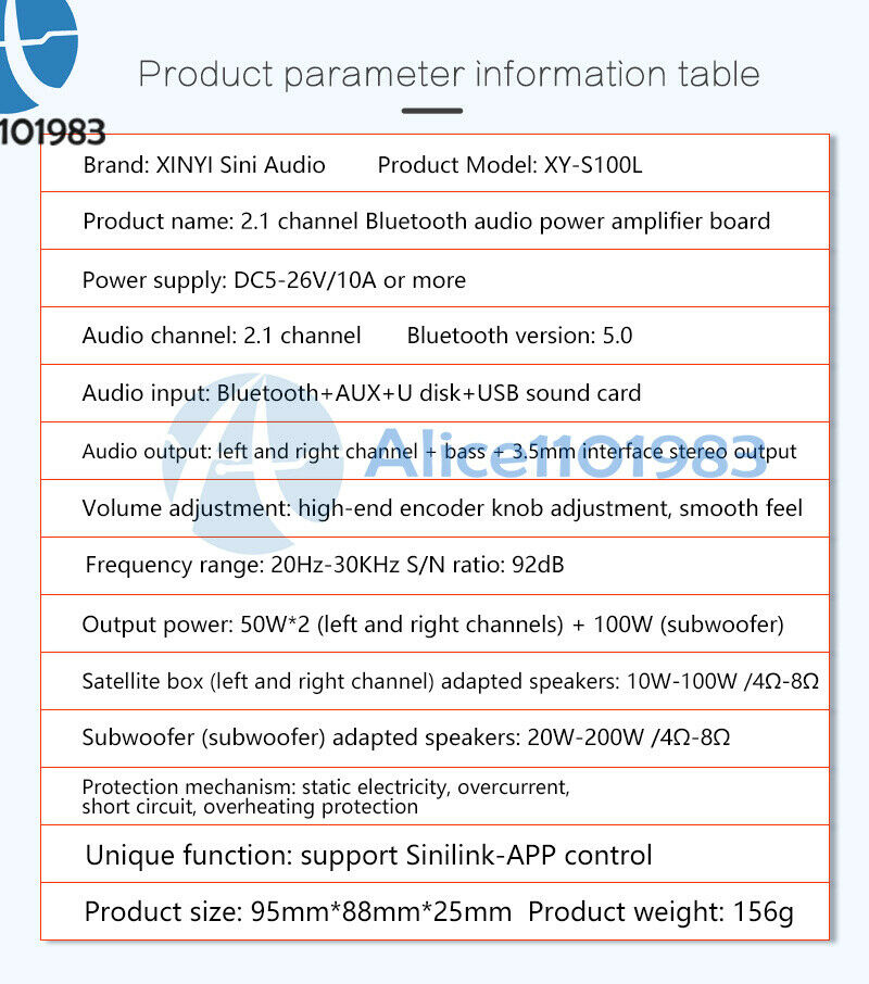Bluetooth Channel Stereo Audio Subwoofer Amplifier Board T50H/L S100H/L2.1 50WX2