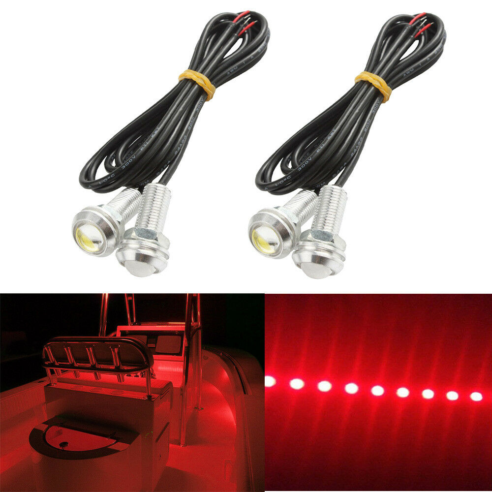 4x Red LED Boat Light Waterproof 12v Outrigger Transom Underwater Loadrite