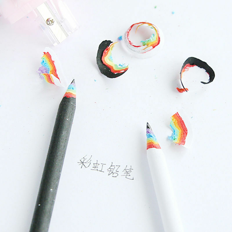 2pcs Black and White Rainbow Pencil Drawing Painting Pencils Student Stationery