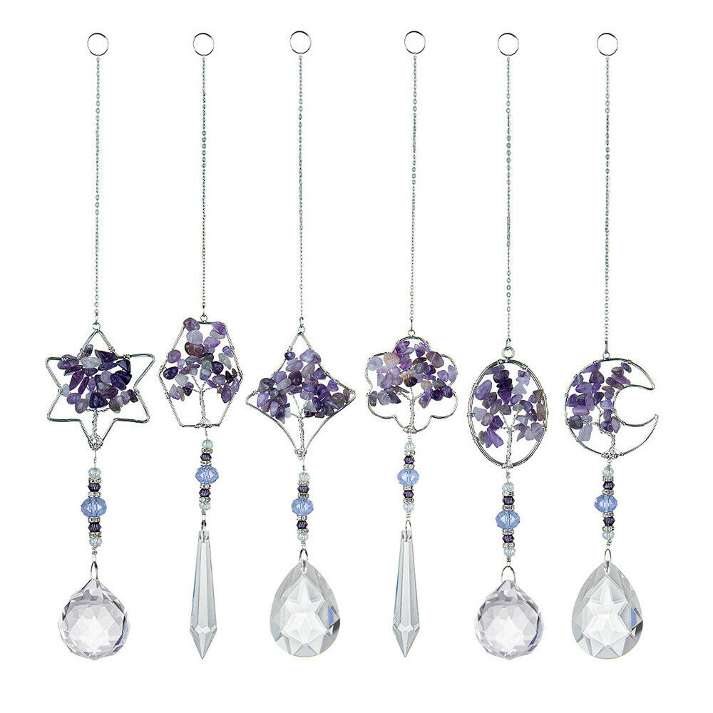 6X Crystal Sun Catcher Chakra Prism Rainbow Maker Suncatcher Window Hanging DIY