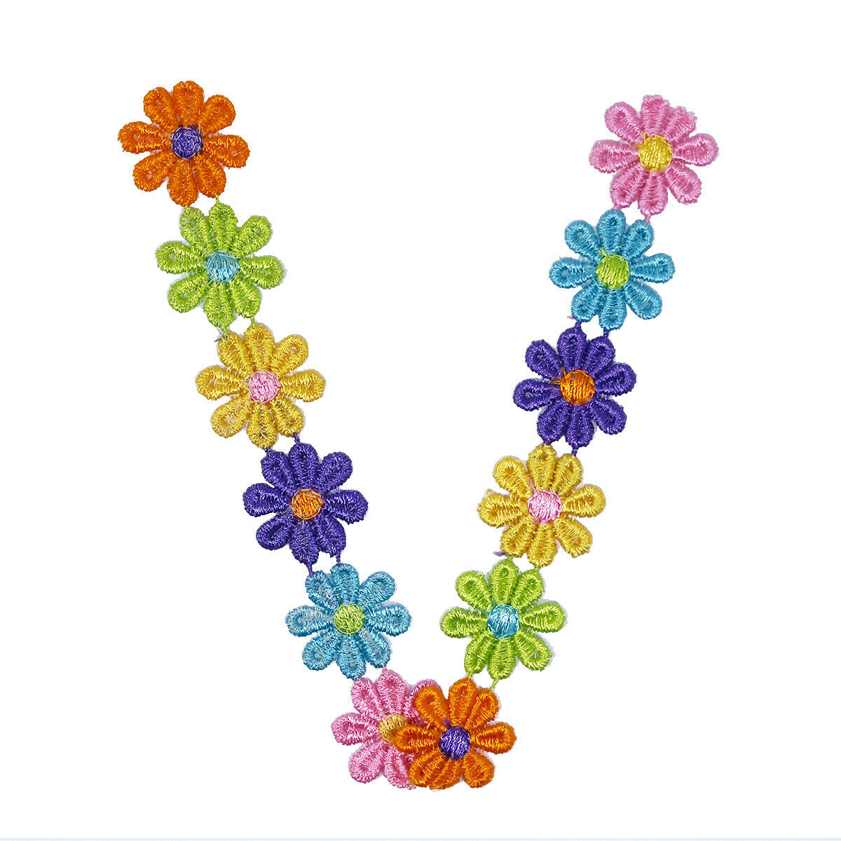 3Yds Embroidered Daisy Flower Lace Trim Floral Headband Sewing Applique DIY Edge