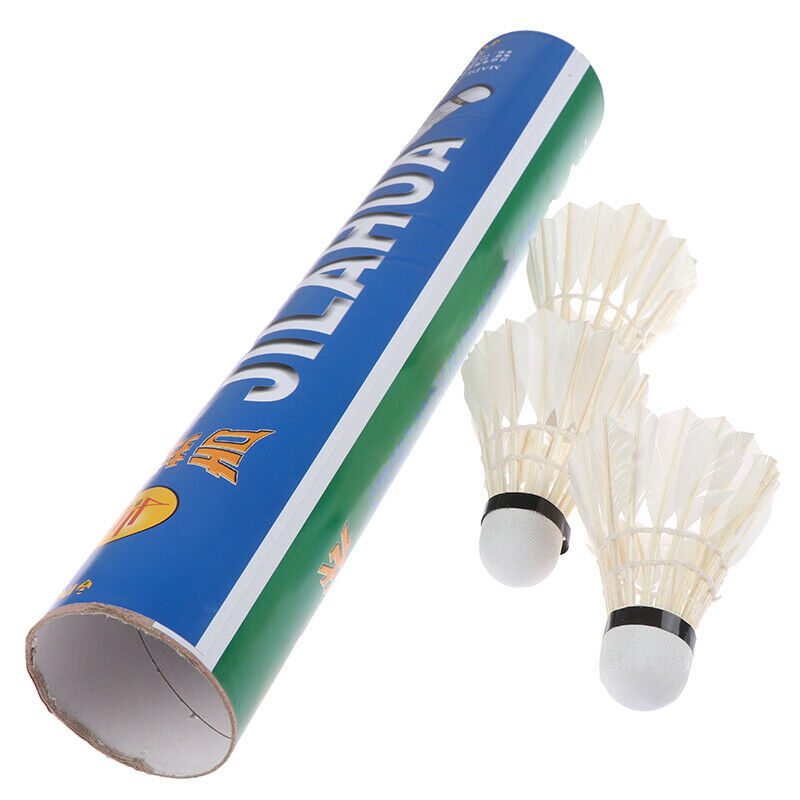 12 Pcs White Goose Feather Badminton Sport Shuttlecocks Durable Training_DD