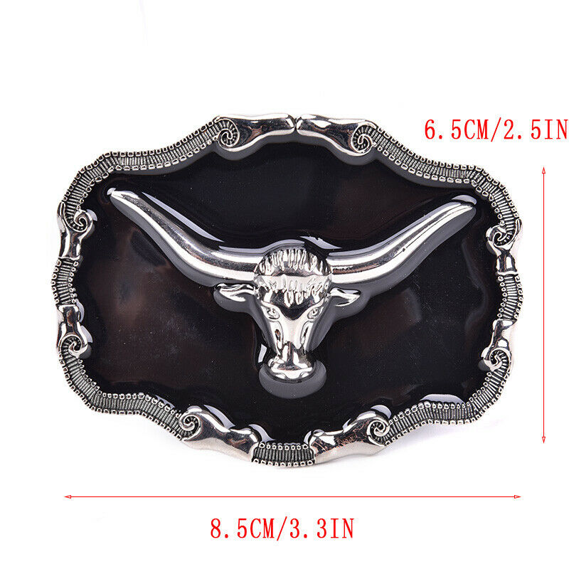 Long Horn Bull Western Belt Buckle Golden Texas Cowboy Large Western Buckles  TH