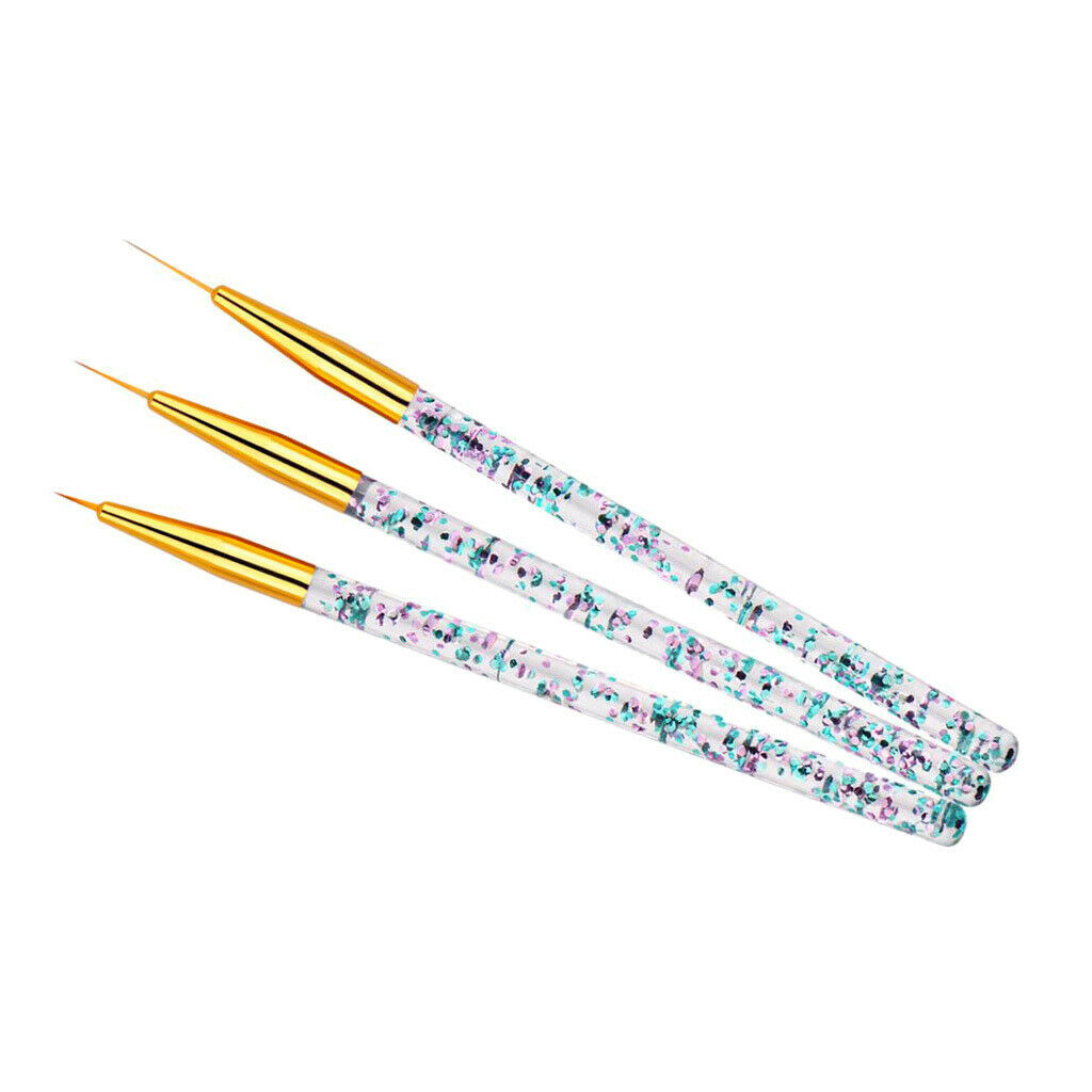 9Pcs 3 Sizes 7/9/14mm Nail Art Brush Set for Striping Blending Tiny Details
