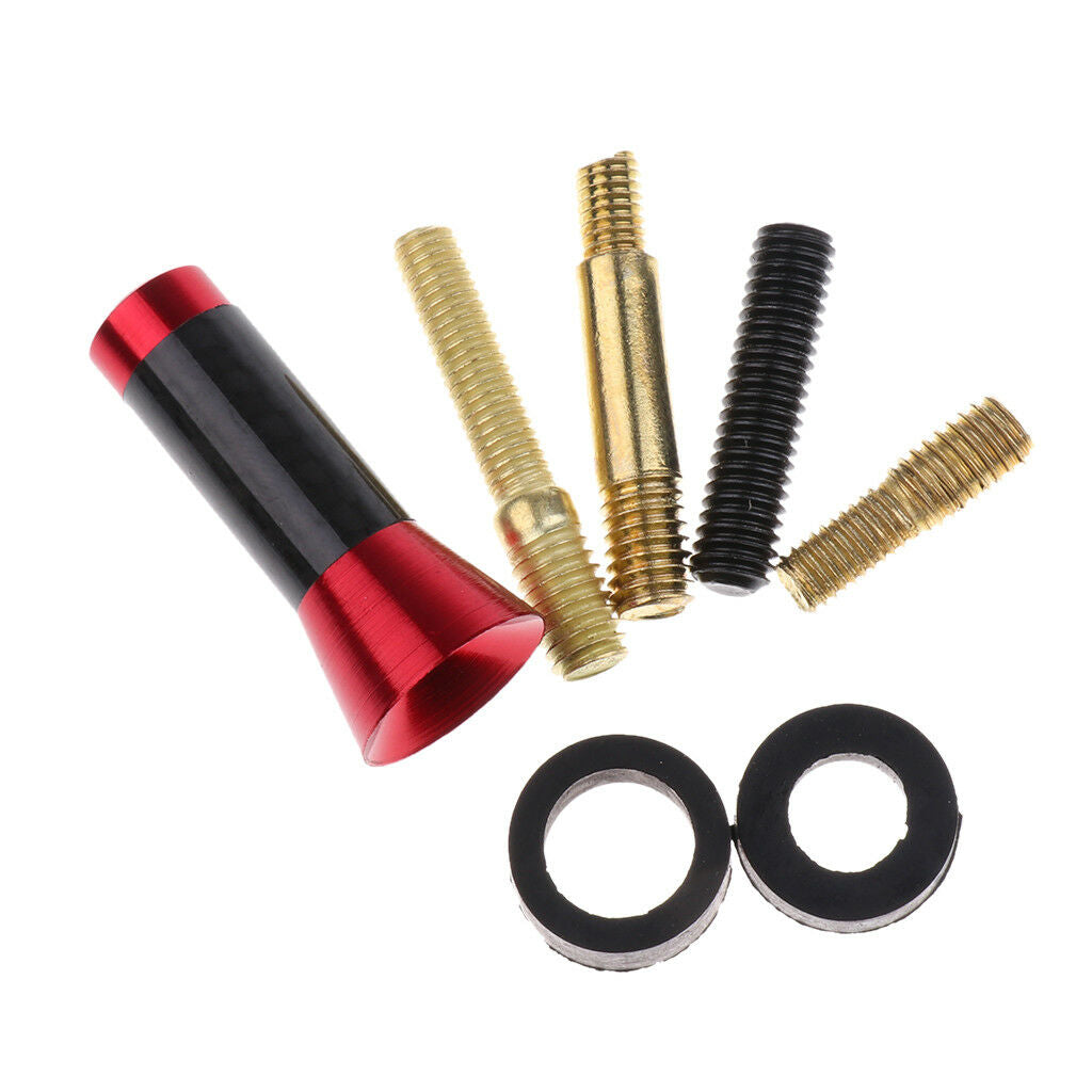 Red Aluminum Carbon Fiber Stubby Style Screw On Short Car Antenna 35mm