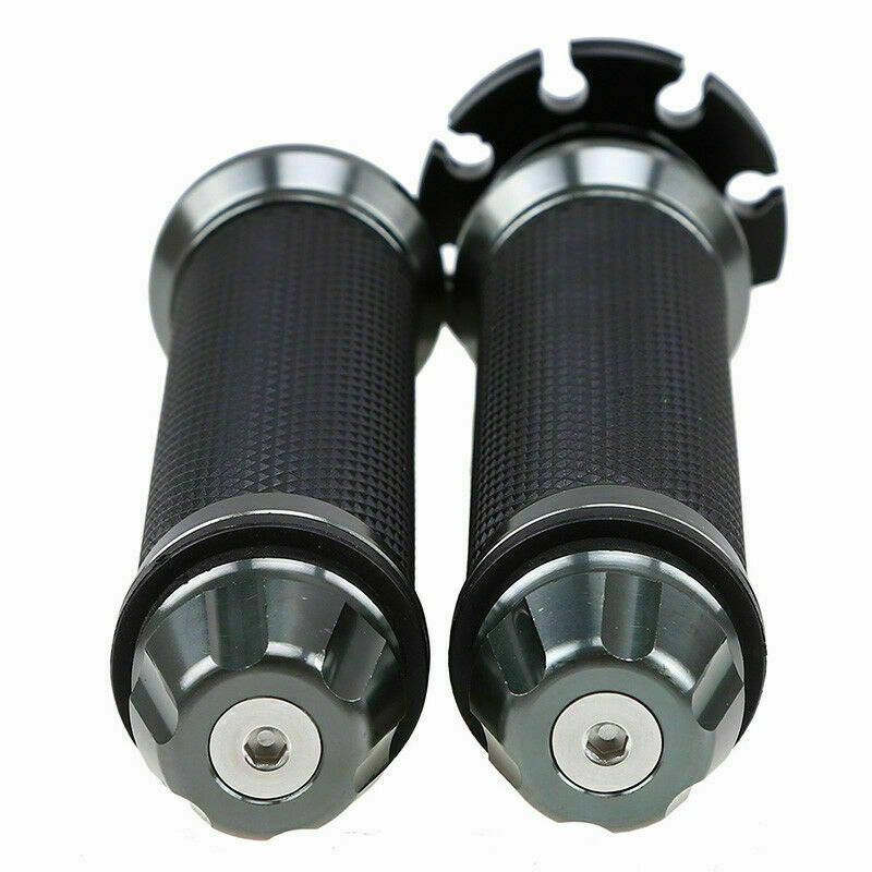 2PC 7/8in Aluminum Alloy 22mm Handlebar Grip with Throttle Tube Twist Motorcycle