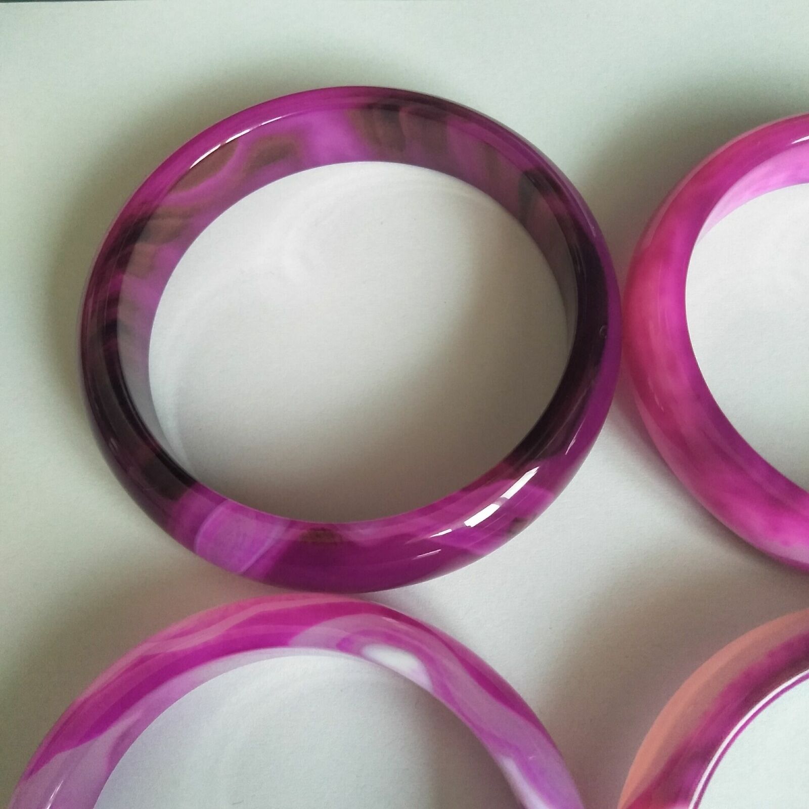 67-68mm Chinese & Natural Pink Lavender agate Jade/ Gems Bracelet Bangle-Pink