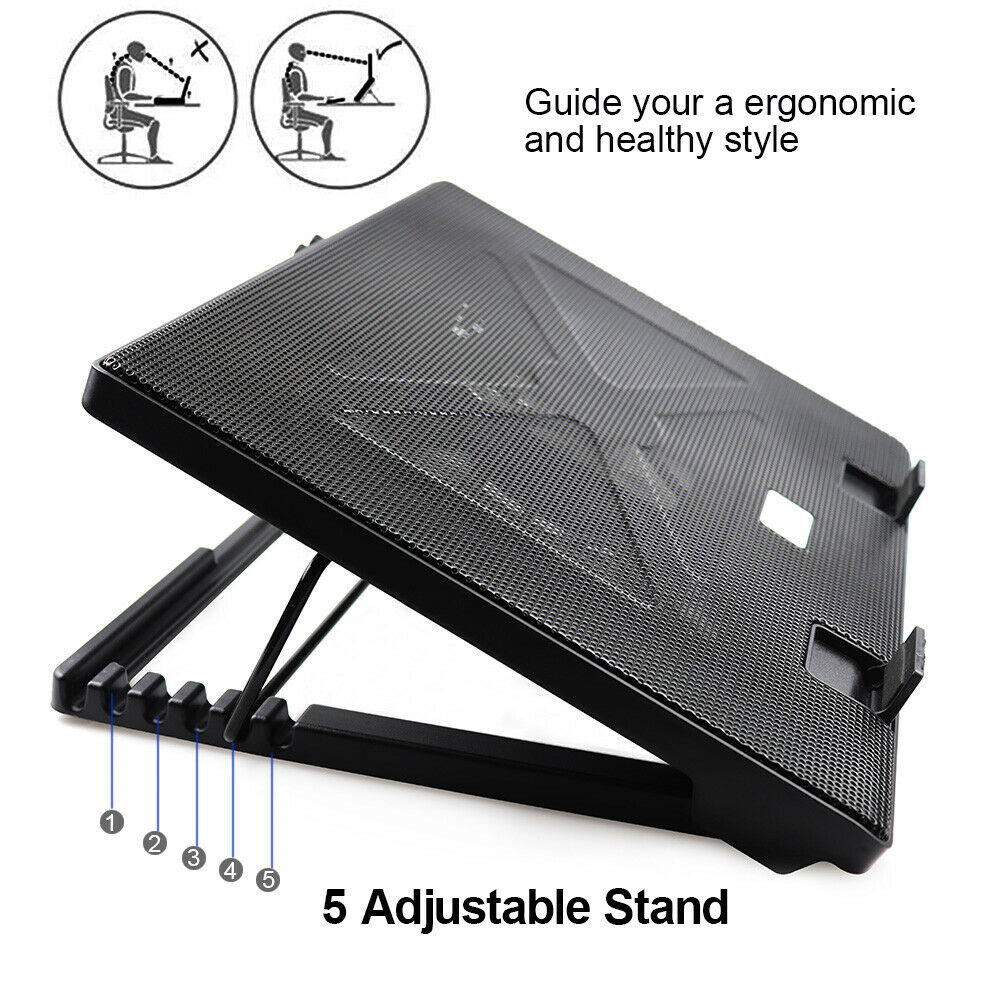 Laptop Cooling Cooler Pad 11-17 Inch Gaming Cooler Pad with 5 Quiet Led Fans