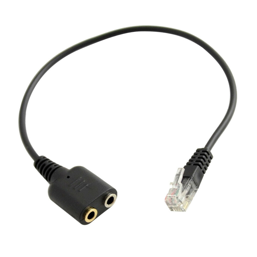 Audio Splitter 2x 3.5mm Female to RJ9 Male Cable Converter for Sound + Mic