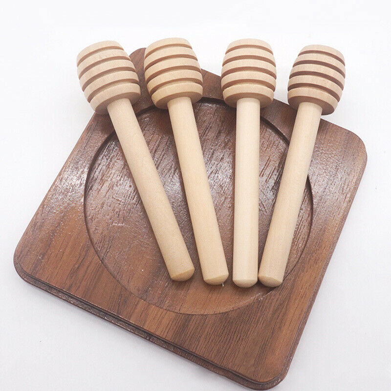 5Pcs 8cm Long Handle Wood Honey Stir Bar Practical Honey Mixing Stick Jar SpFCA