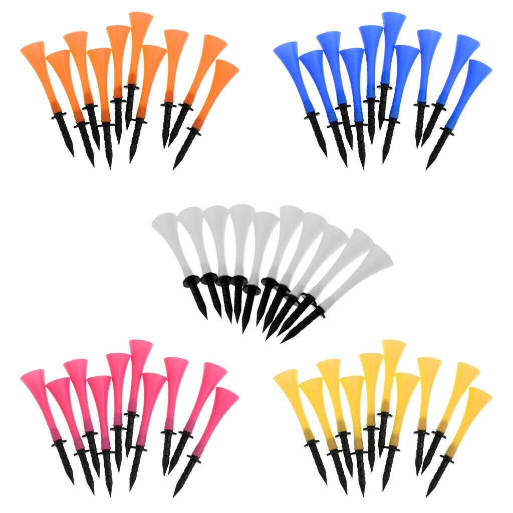 Pack of 10 Orange Rubber Golf Tees 83mm - High Quality