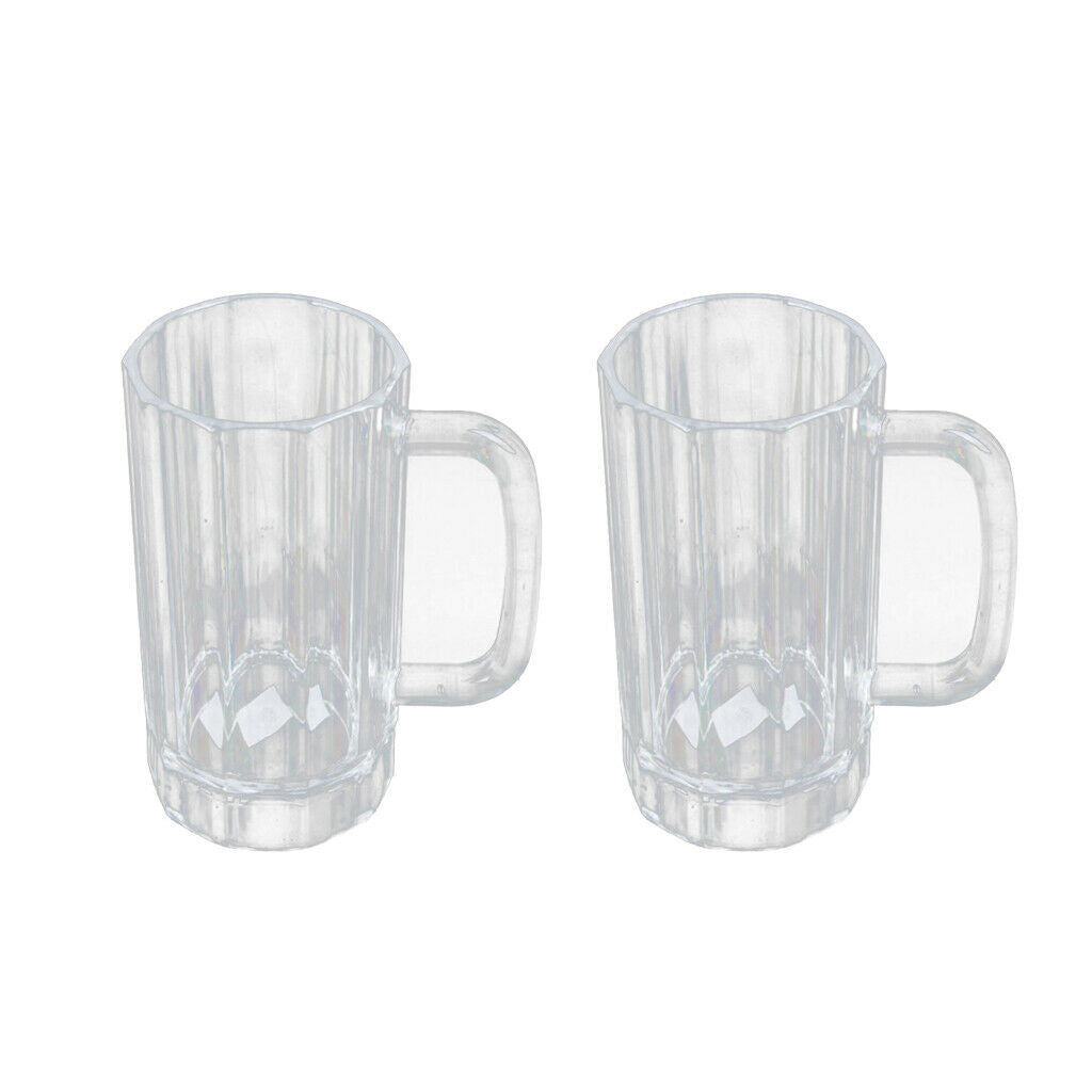 2Pcs Clear Acrylic Shatterproof Durable Unbreakable Drinking Beer Mug 520ml