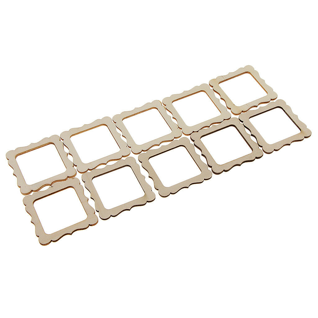 20pcs Wooden Frame Shapes Decor Craft Scrapbook MDF Wood Gift Embellishments