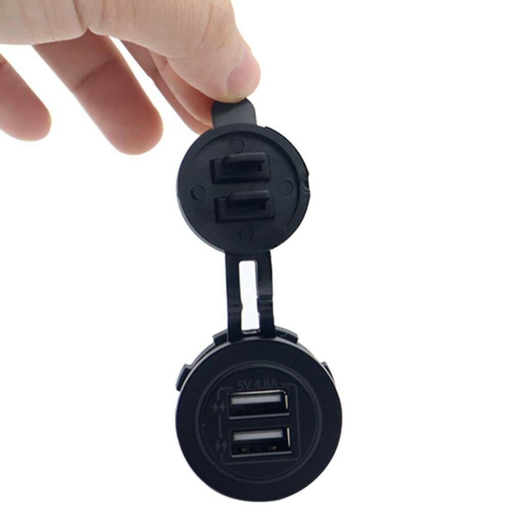 Motorcycle Car Refitted 5V 4.8A Dual USB Aperture Car Charger Red Light