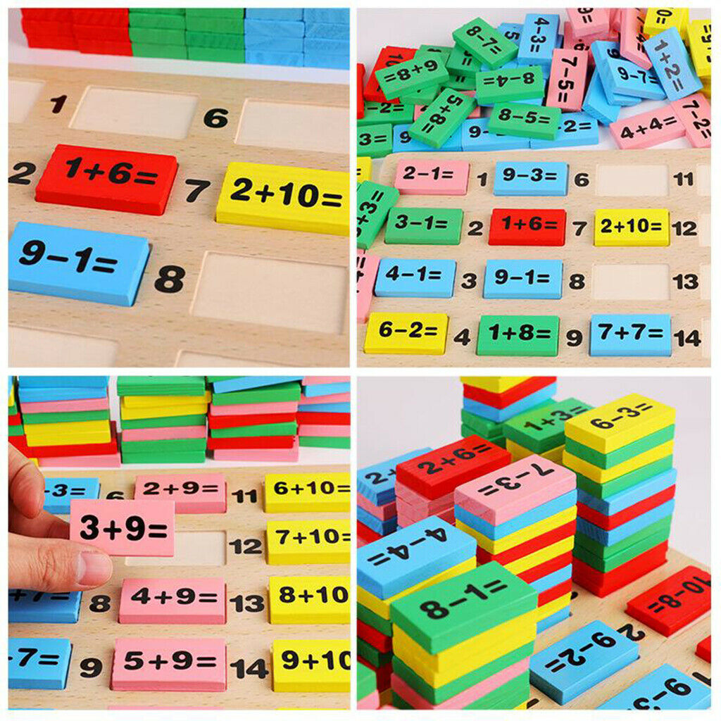 110x Colorful Wooden Math Counting Domino Classroom Mathematics Toys Funny