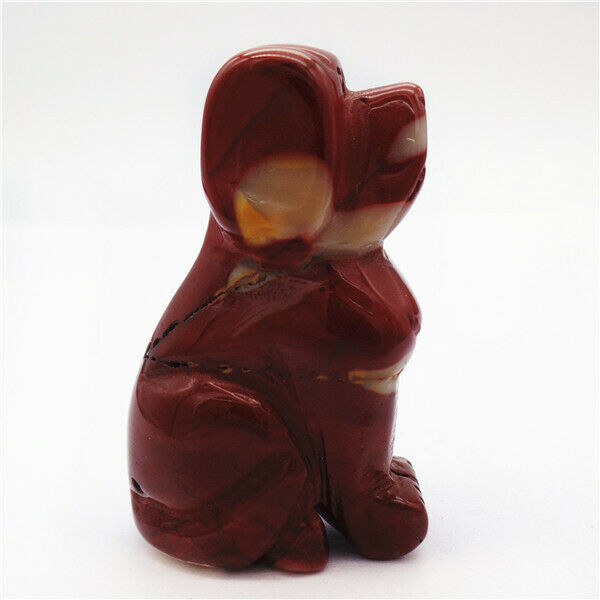 52x31x18mm Natural Red Jasper Carved Dog Decoration Statue Stone Decor HH7953