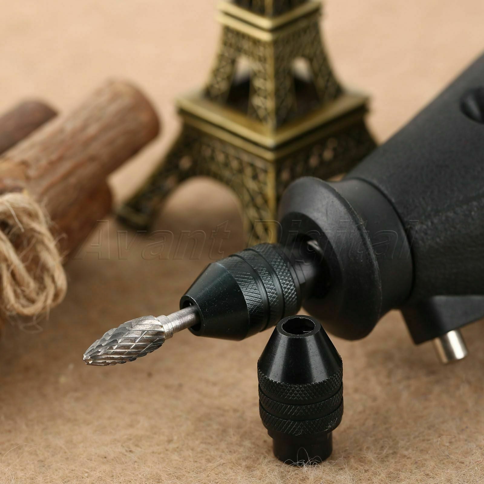 Long Tail Keyless Drill Chuck &0.5mm-3.2mm Brass Collets Bits Tool 4.3mm Shank
