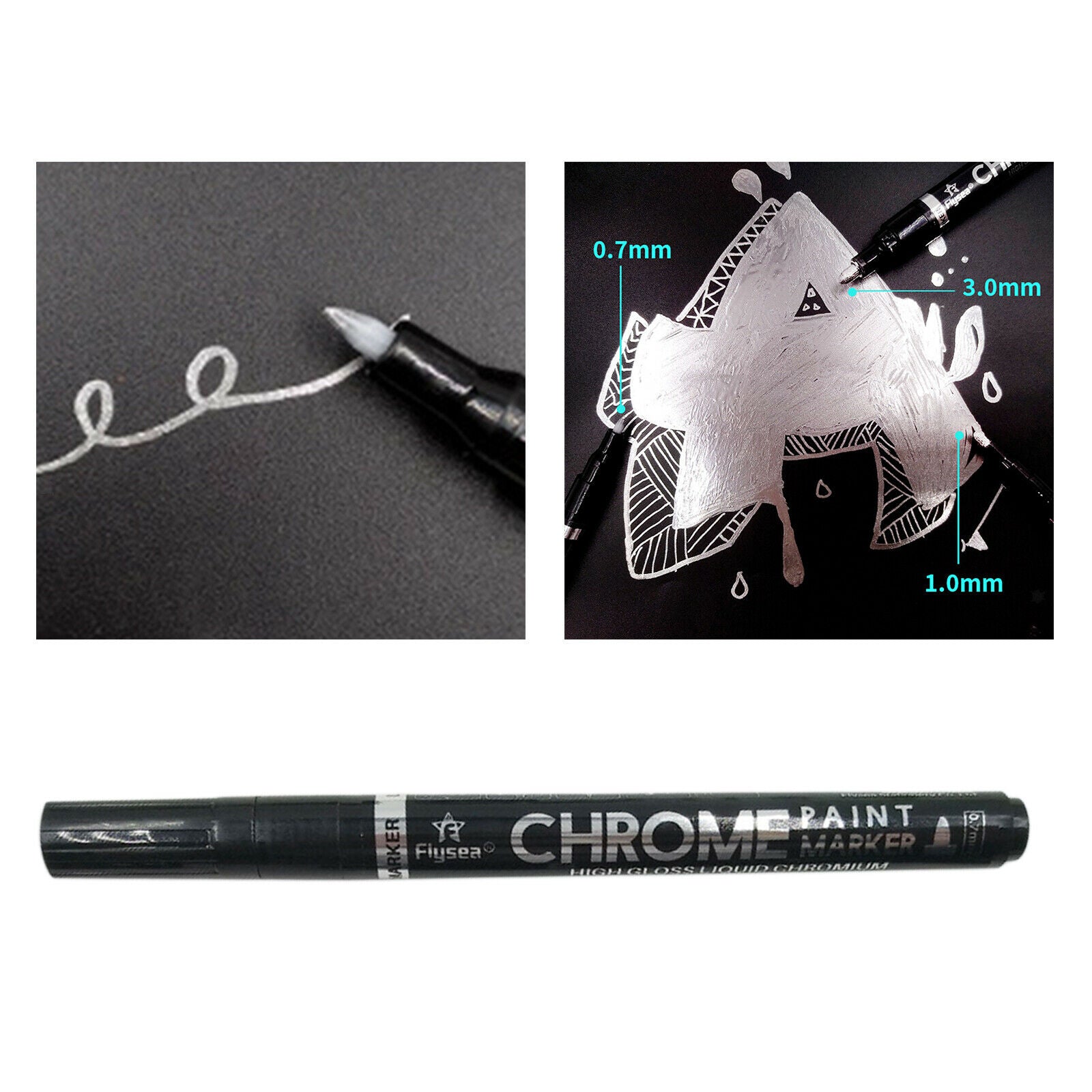 Chrome Paint Pen Permanent Oil Based Marker for Rock Wood Fabric Canvas Mugs