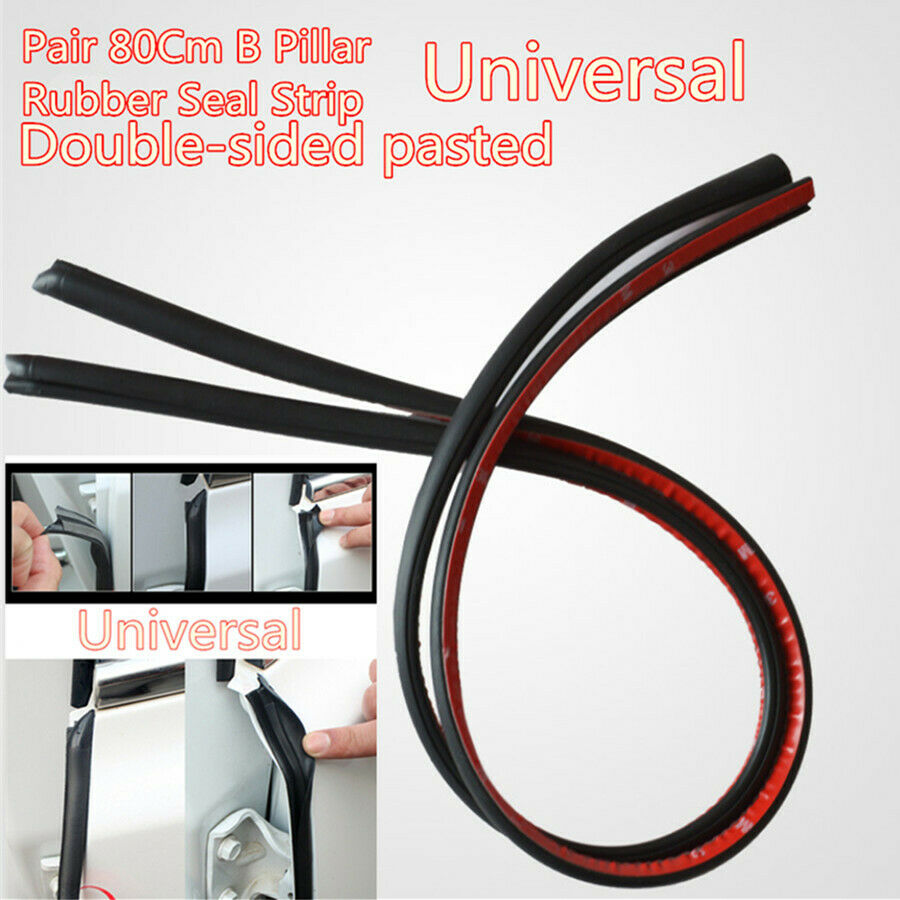 2Pcs 80cm Rubber Seal Strip Car Door B Pillar Anti-Noise Dustproof Sealing Strip