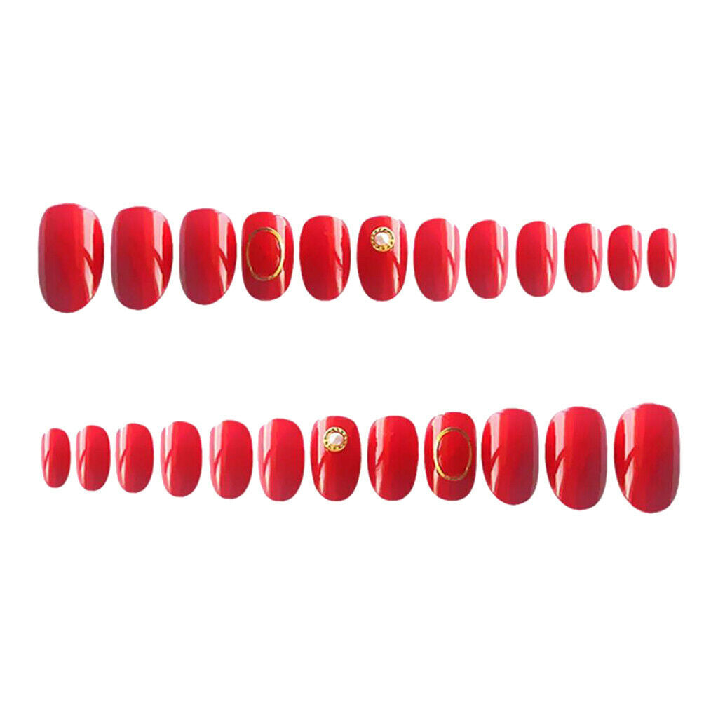 24x Women Ballerina Nails Oval Tips Short Nail for Party Wedding Daily