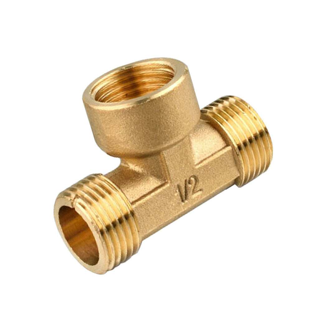 2 Pcs Thickened Anti-Burst Brass Tee Fitting Pipeline Connector Male Female Male