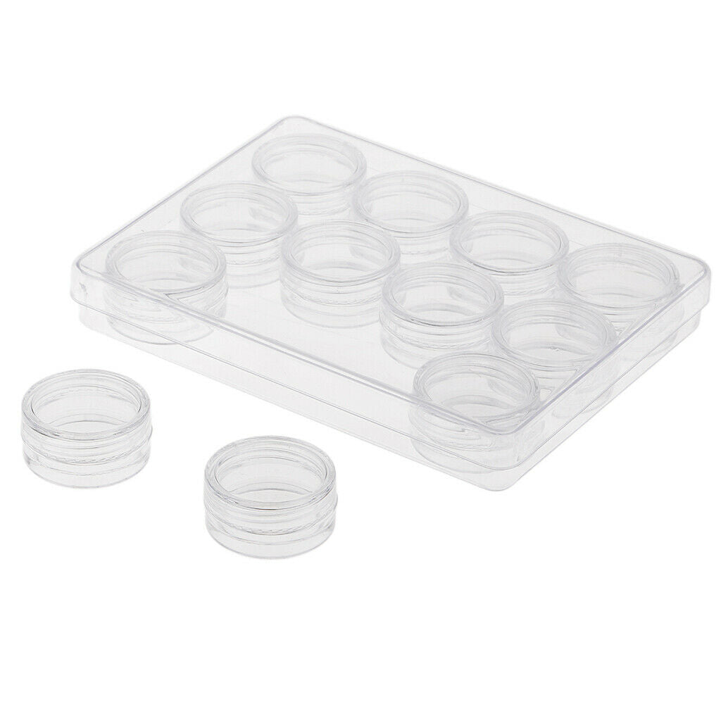 Empty 12 Space Nail Art Tips Decor Rhinestones Beads Storage Clear Box Case