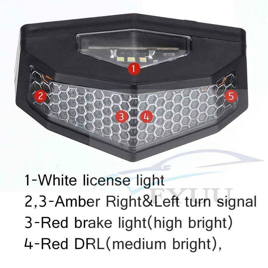 12V 5In1 Motorcycle ATV Rear Tail Brake Stop Indicator Signal Turn Signal Light