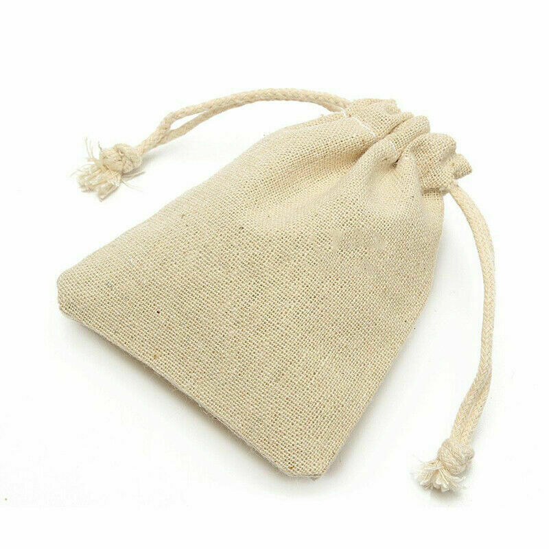 10 PCS Small Bag Natural Linen Pouch Drawstring Burlap Jute Sack Jewelry Gif