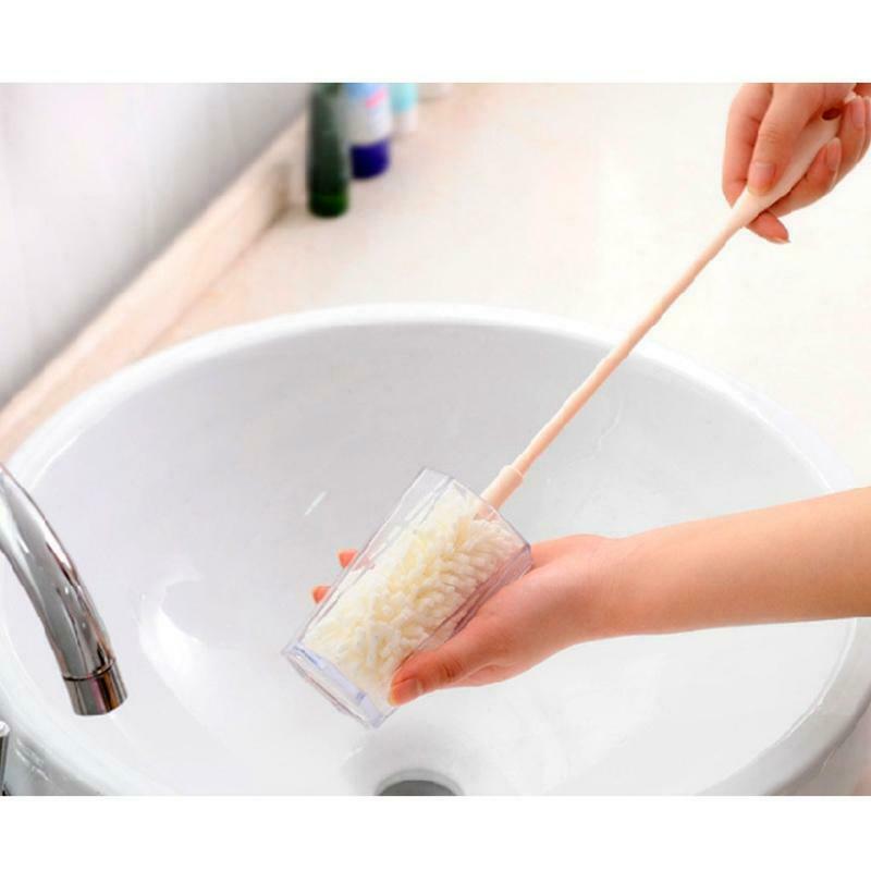 Long Handle Sponge Brush Bottle Cup Glass Washing Cleaner Kitchen Cleaning Tool