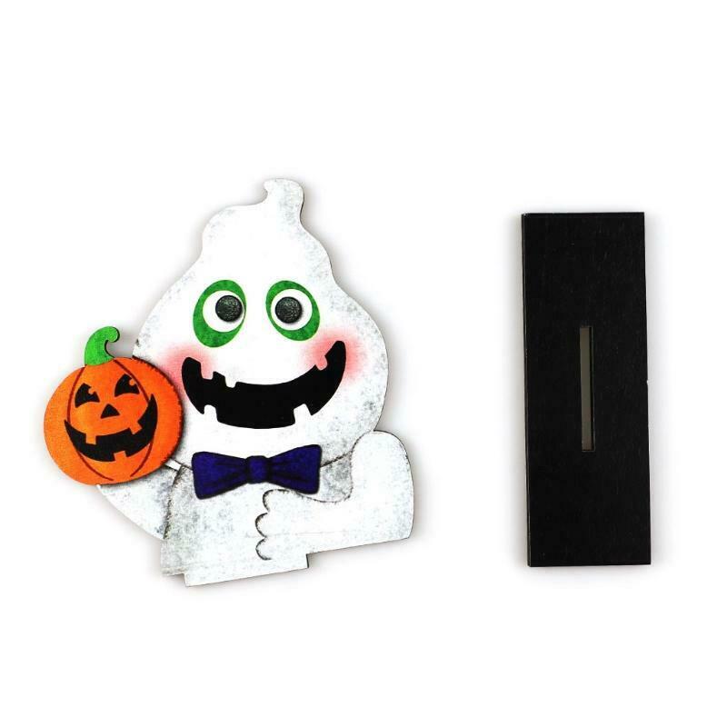 Cute Ghost Holding Pumpkin Wooden Sign Halloween Party Table Topper Decoration