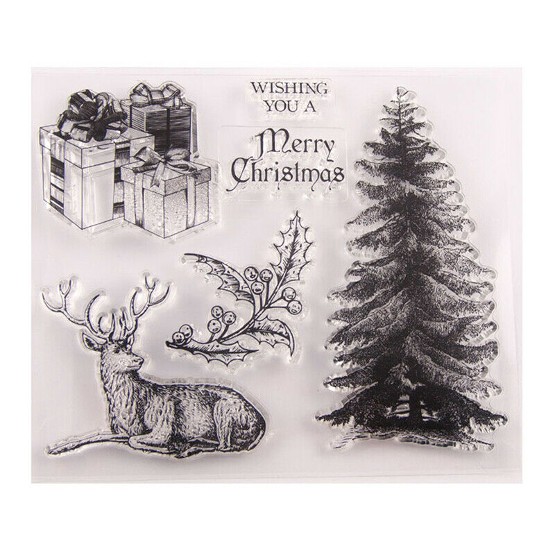 Merry Christmas Tree Reindeer Stamp clear Silicone craft for DIY Scrapboo.l8