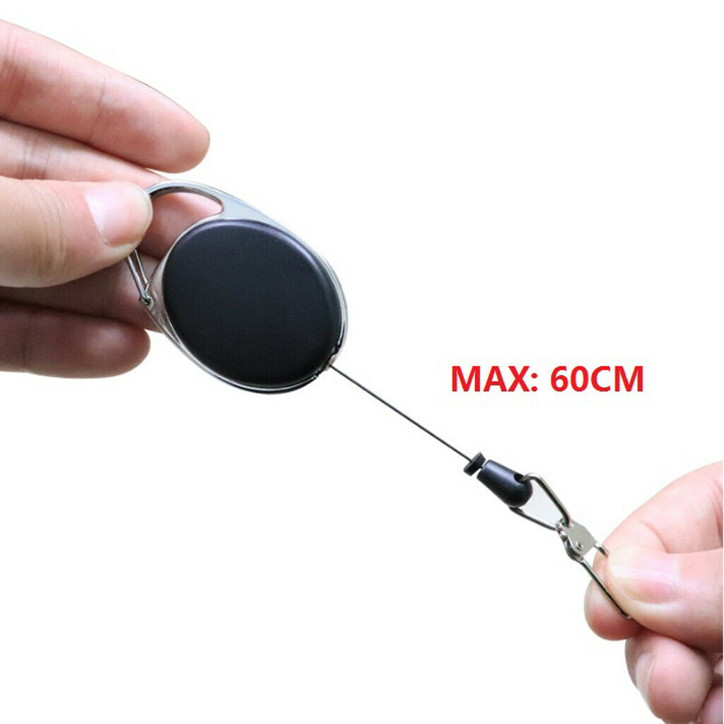 Retractable Key Chain Pull Keyring Heavy Duty Retracting ID Card Holder Cord