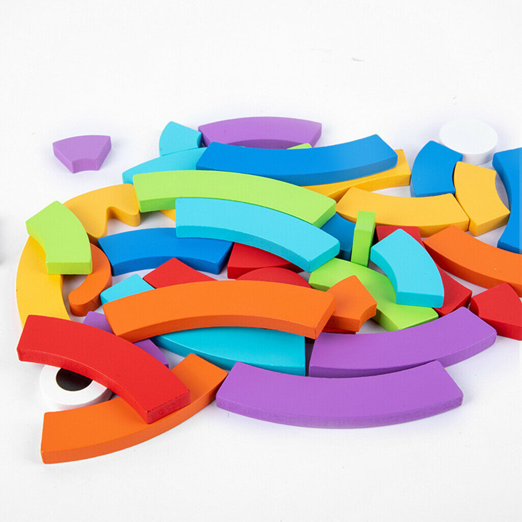 Building Blocks Wooden Rainbow Jigsaw Stacking Development Game for Toddlers