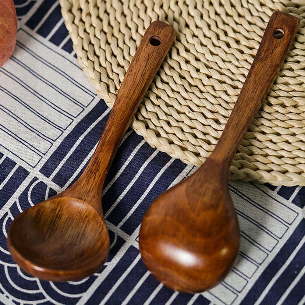 Long Handled Wooden Soup Spoons Bamboo Kitchen Cooking Utensil Tools Spoon Wood.