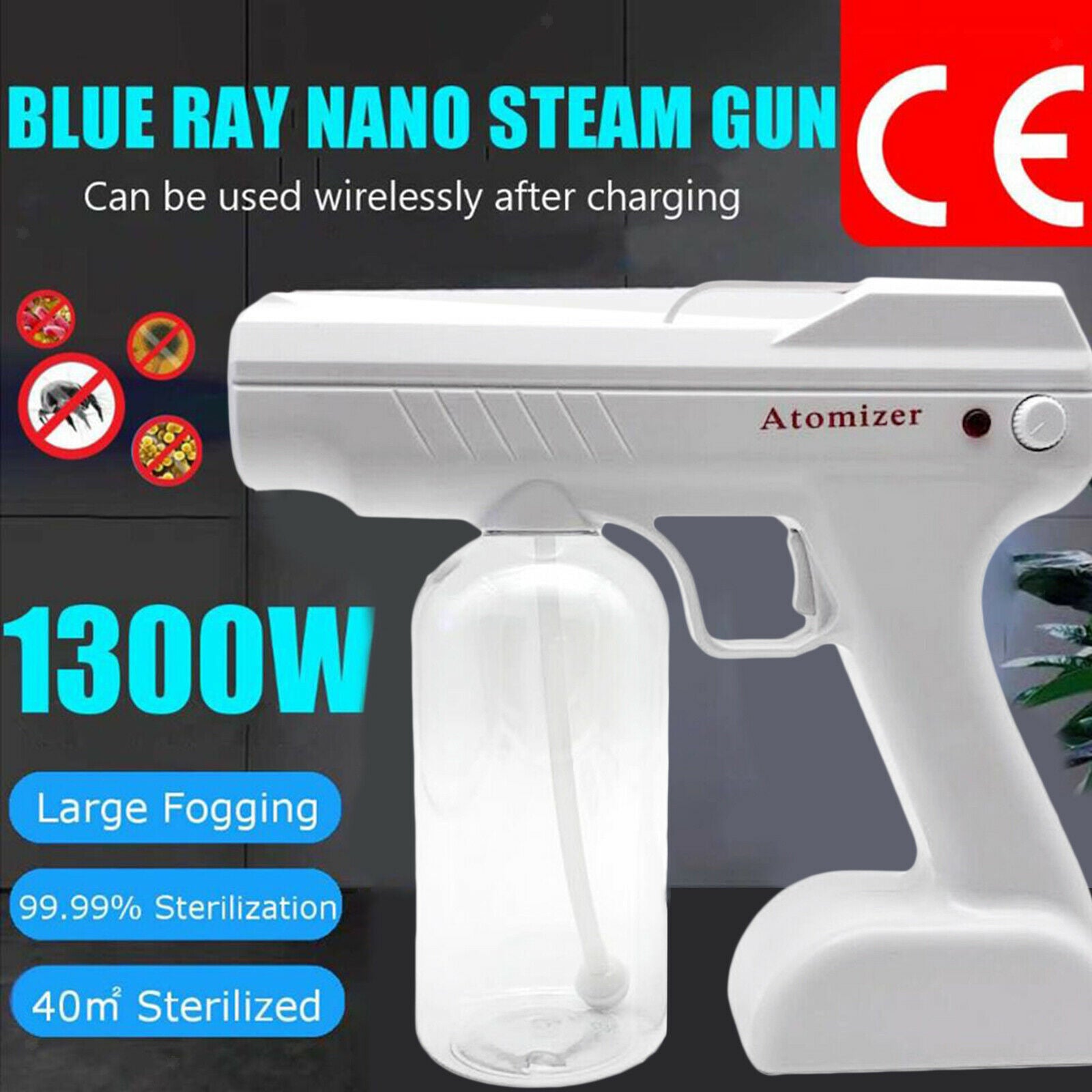 Disinfectant Sprayer Gun Nano Steam Spray Fogging Atomization Adjustable Mist