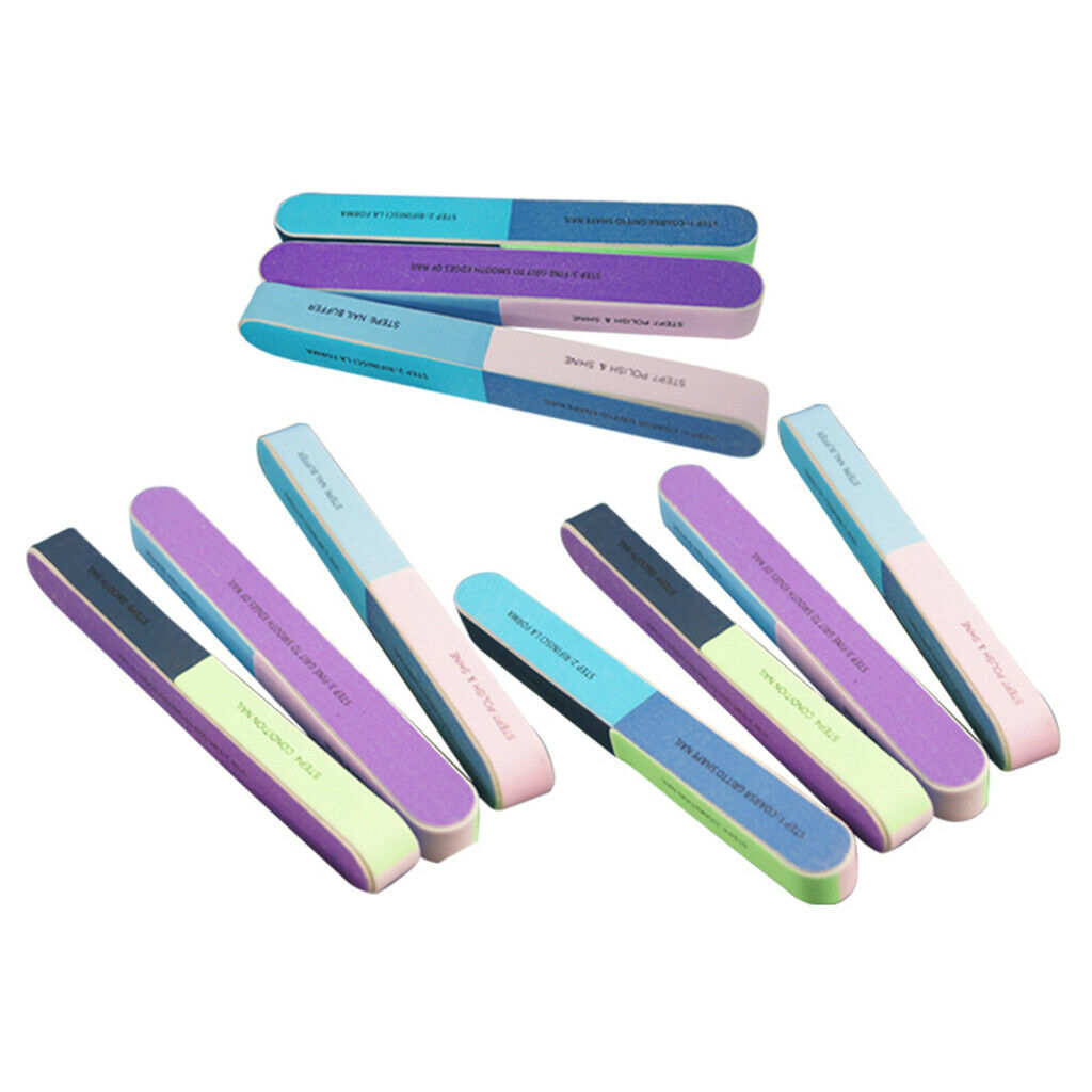 10 Pieces 6-way UV Gel Nail Files Toenails Polishing Sanding Shaping Buffers