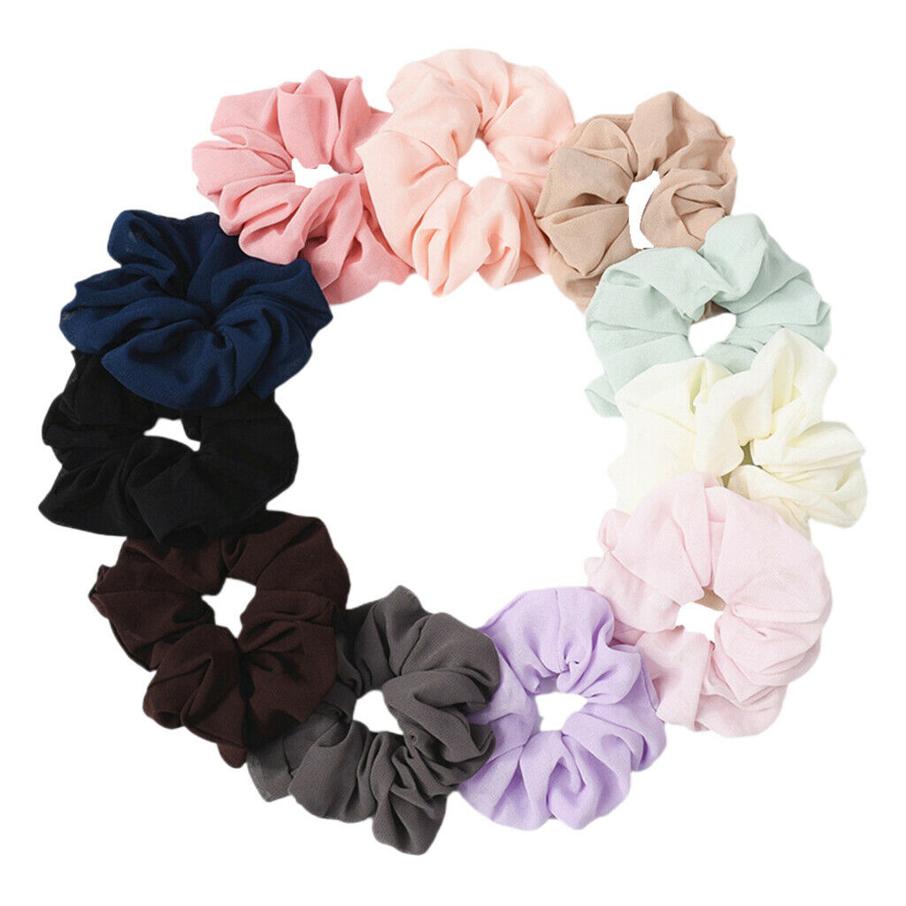 11pcs Silk Hair Scrunchies Stretchy Ponytail Holder Rope Hairband Updo Tool