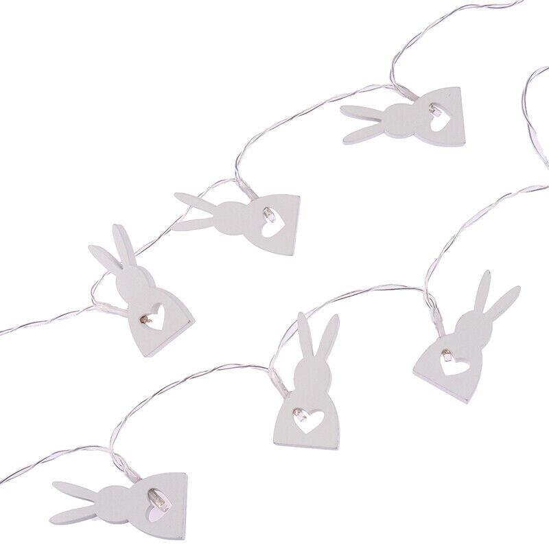 1M 10 LED Easter Party Decoration Wooden Easter Rabbit Strip Light Home D.l8