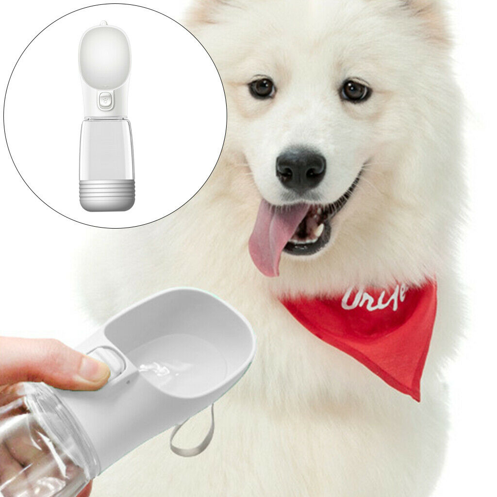 Dog Bottle Leakproof Outdoor Pet Cat Travel Dispenser Tray White