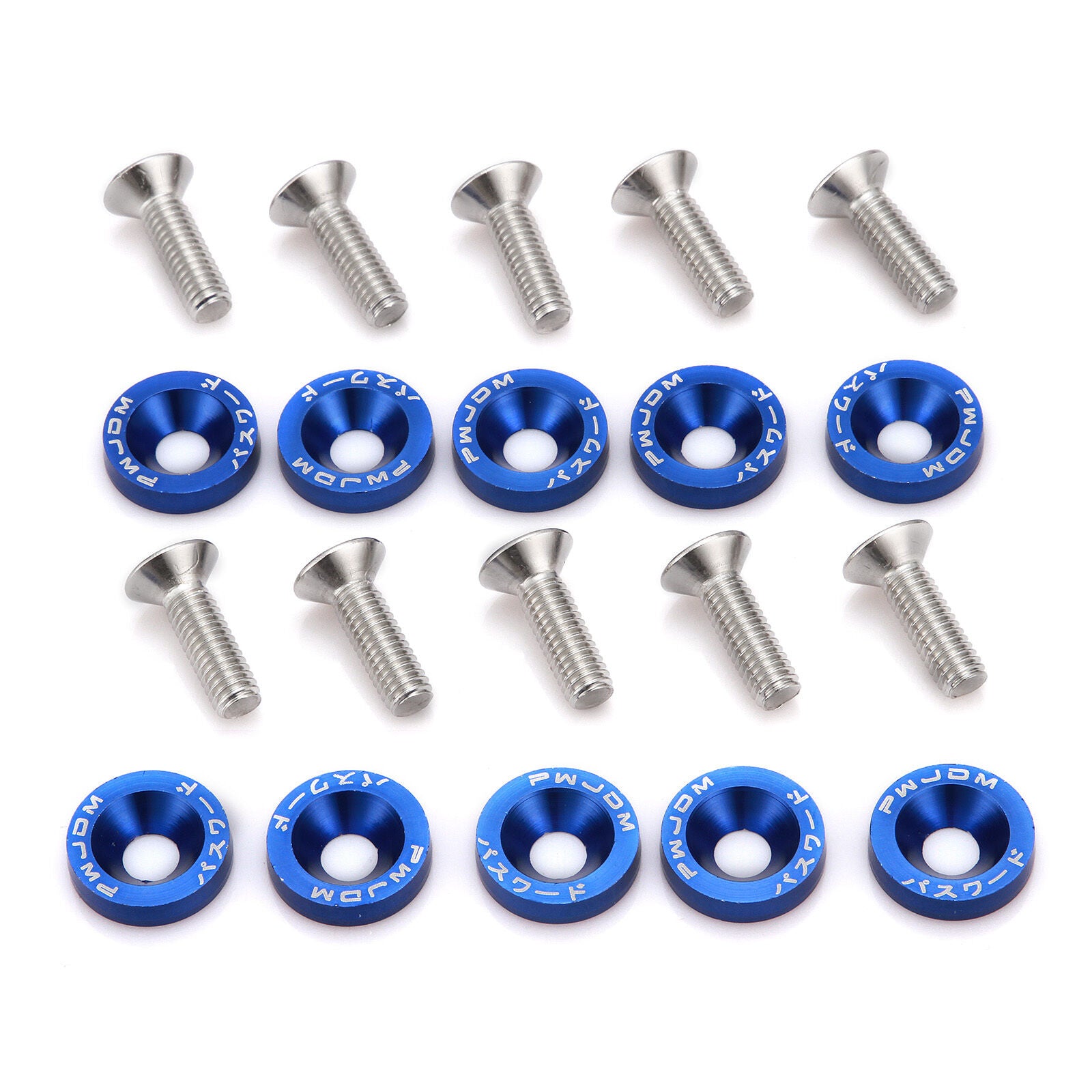10Pcs M6 Blue Aluminum Engine Fender Bumper Washer Bay Dress Up Screw Billet