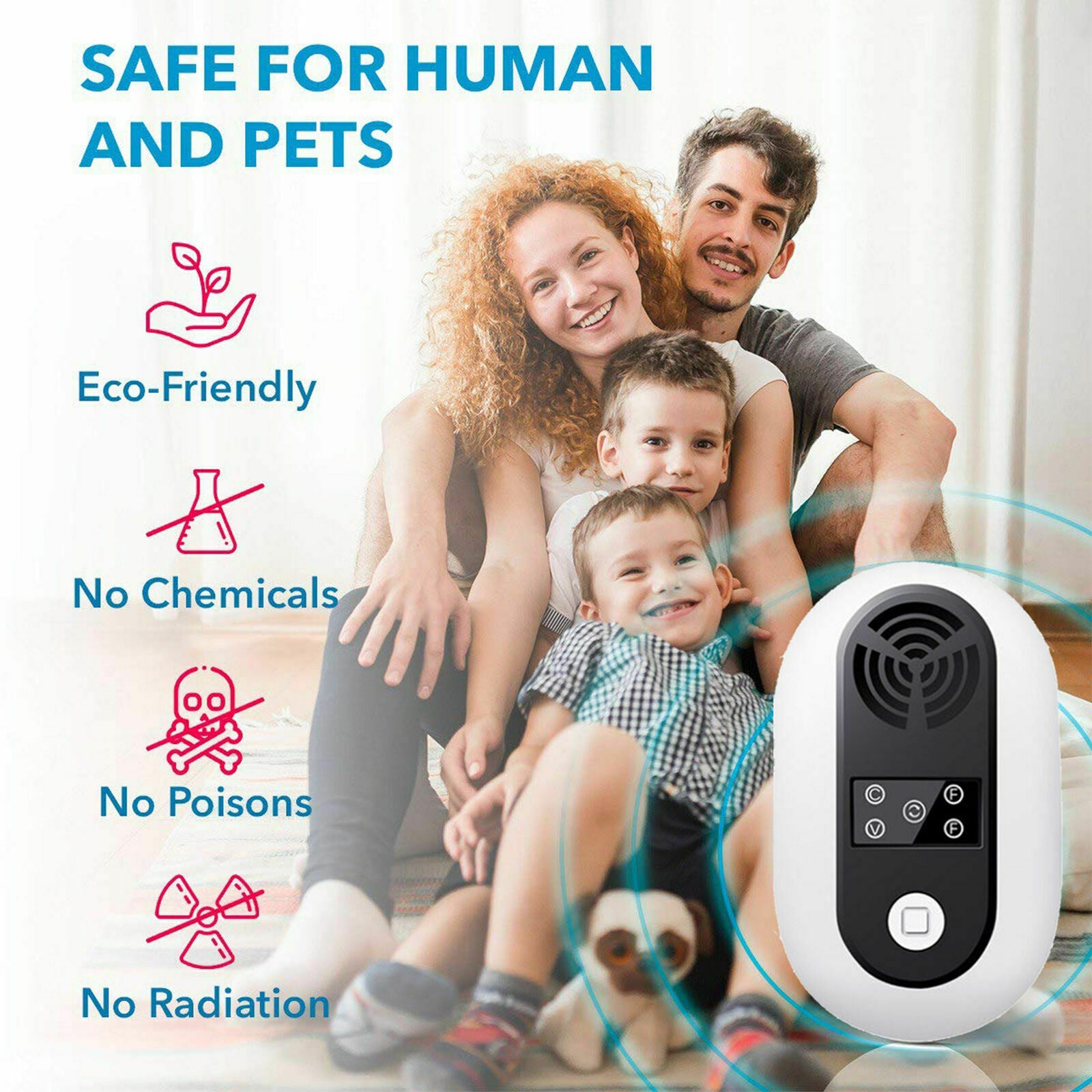 Electronic Ultrasonic Pest Repeller Rats Bugs  Mosquito Cockroach Killer Reject
