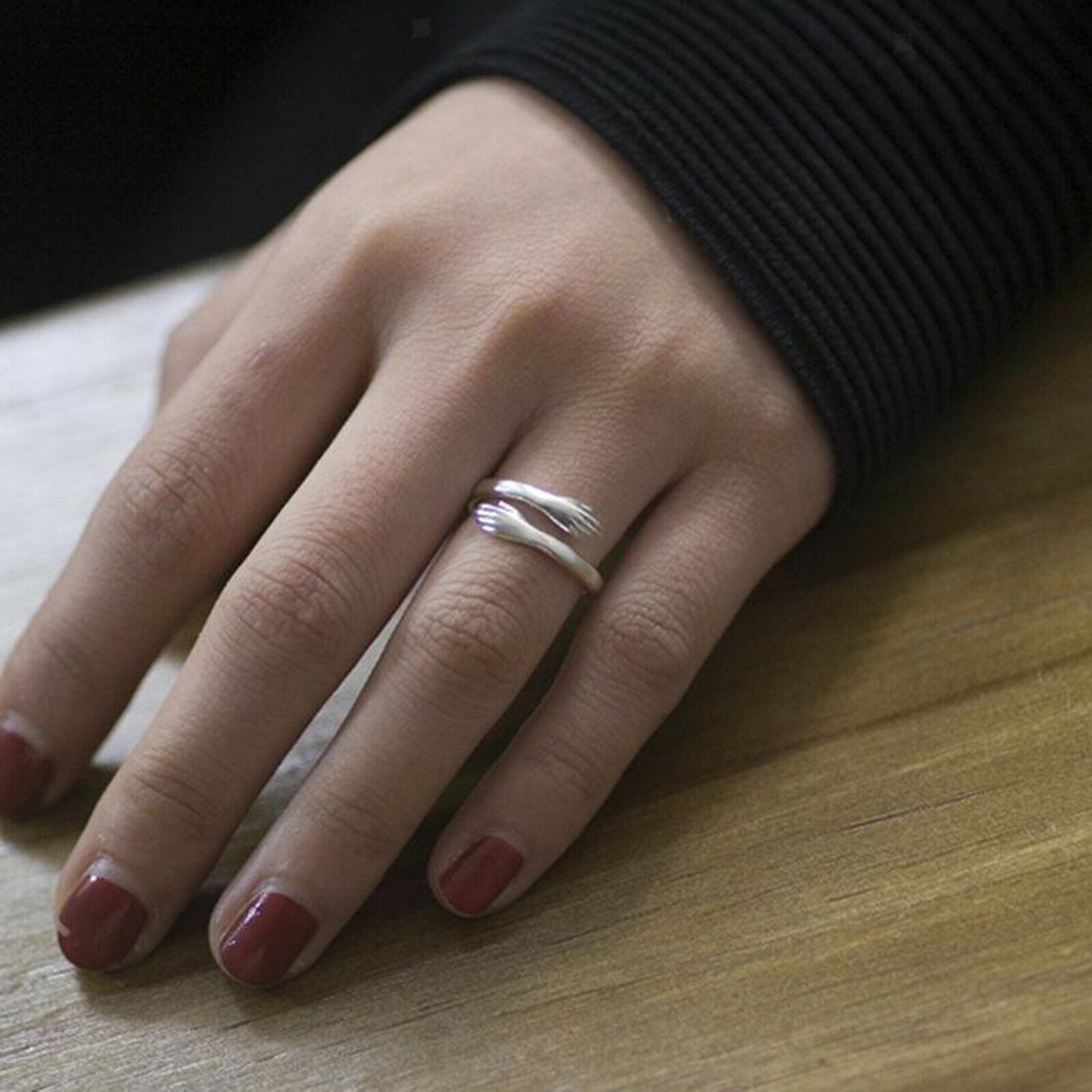 Fashion Love Hug Ring Band Fully Adjustable Size Jewelry for Men Women