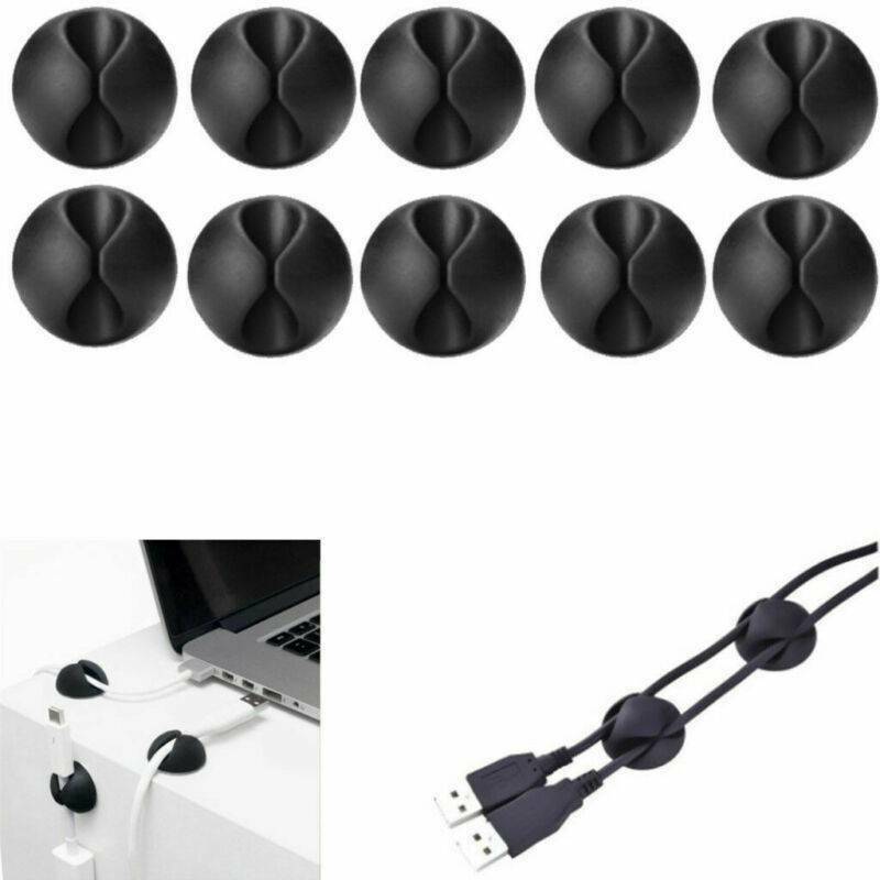 20* Cable Clips Tidy Cord Lead Desk Organiser USB Charger Holder Self-Adhesive~