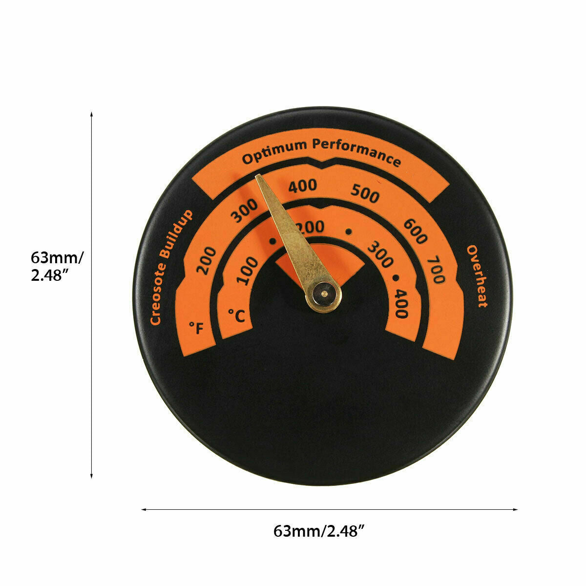 Stove Flue Pipe Thermometer Alloy Magnetic Temperature Gauge For Wood Burner