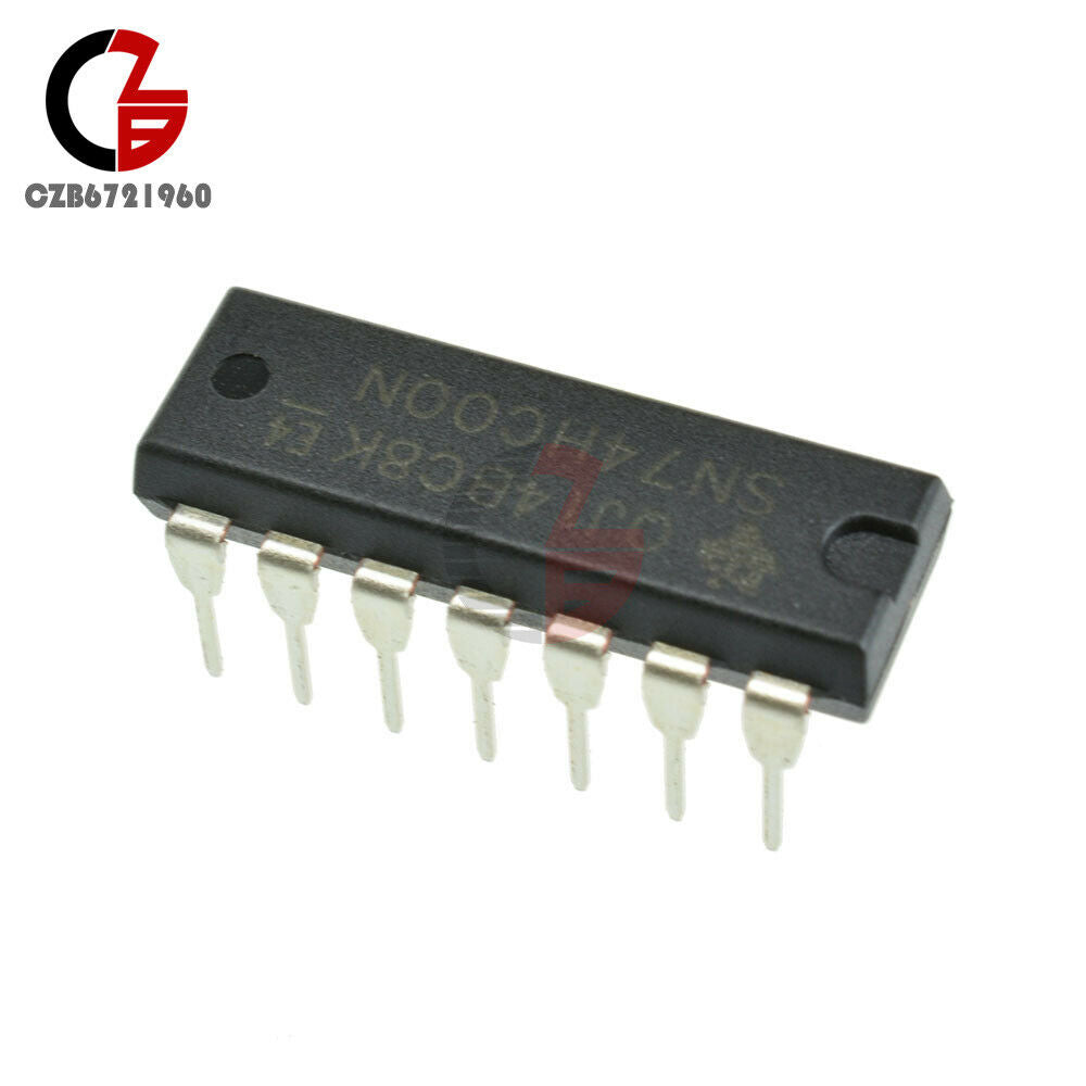 100pcs 74HC00 SN74HC00N Quad 2-Input NAND Gate IC 14-DIP DIP-14P Chip IC