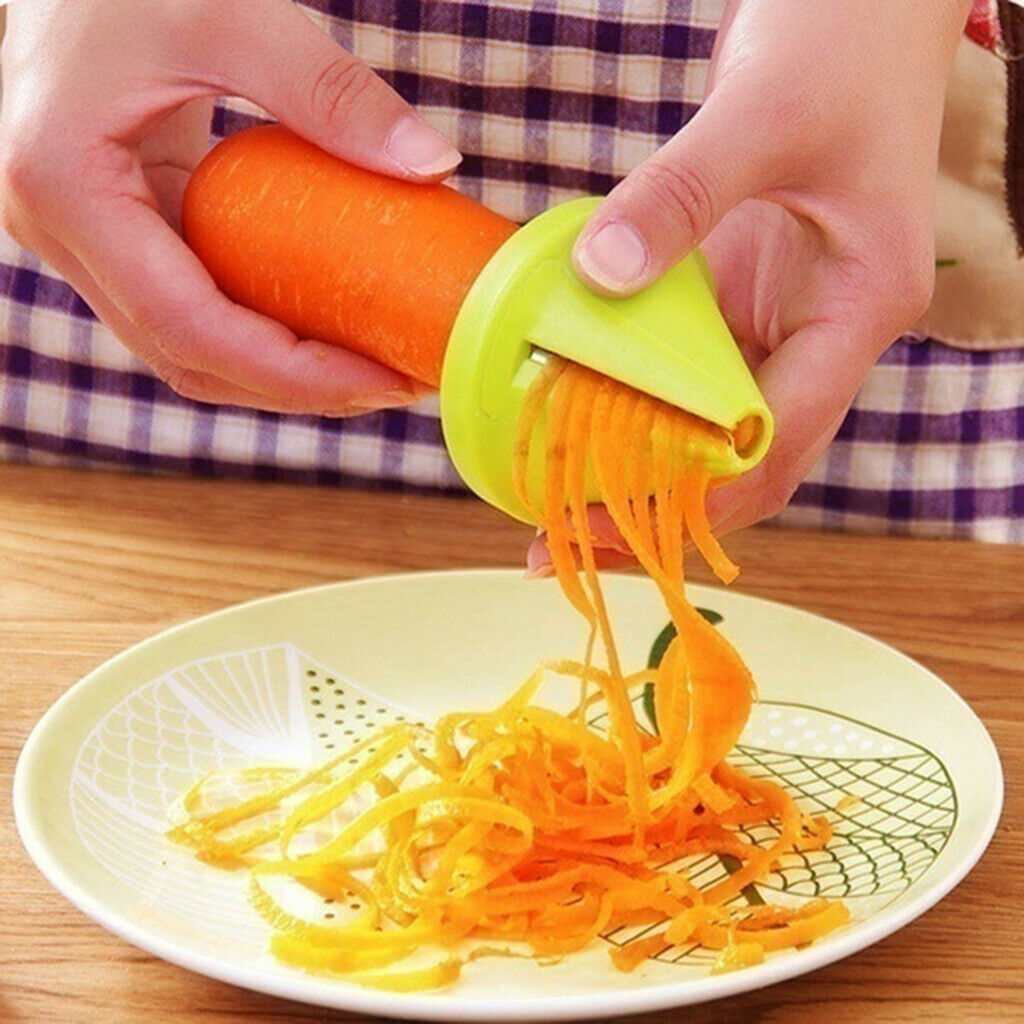 2x Safe Multi-purpose Manual Mini Veggie & Food Spiral Cutter Garlic Slicer