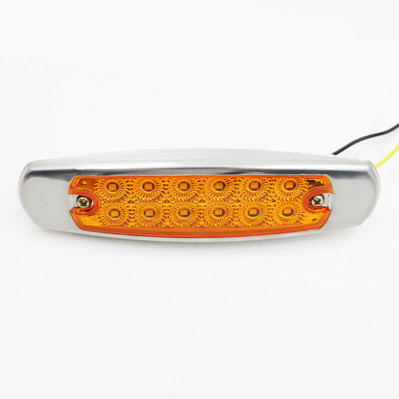 10x 6.3in Amber Cab Marker Light Clearance SS Bezel 12 Diodes For Freightliner
